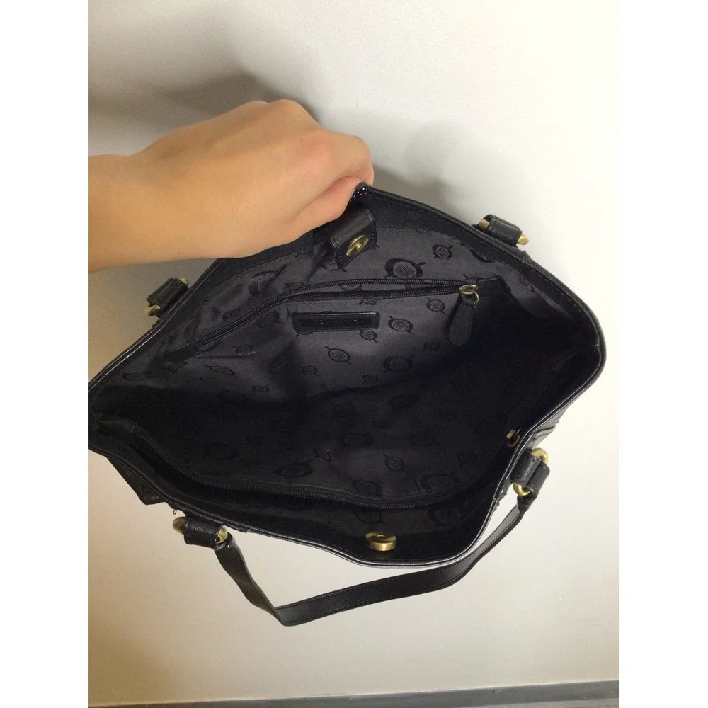 Born Shoulder Bag Womens Medium Black Excellent Leather Chevron Handbag